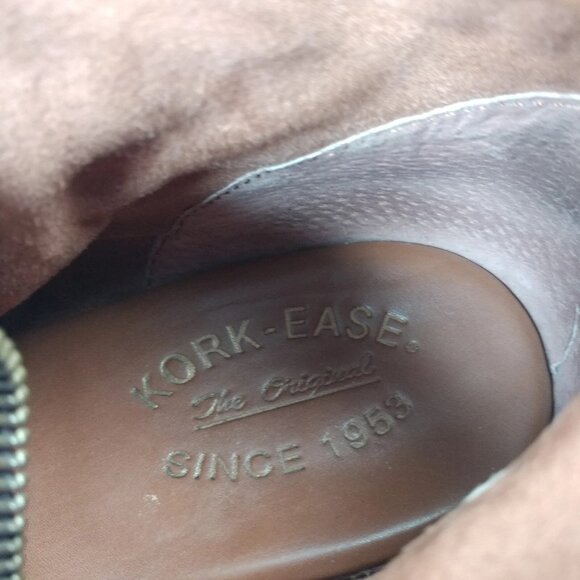 Kork Ease Ankle Boots Womens Size 10 Brown Pebbled Leather Zip Buckle Heel Shoes - Picture 11 of 12